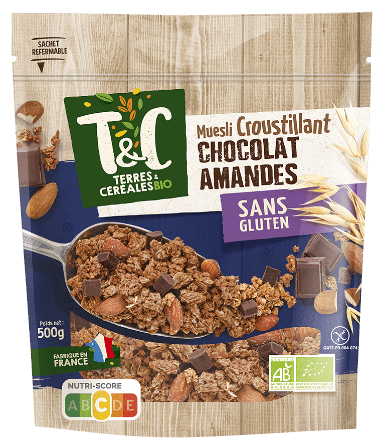 Muesli croustillant chocolat amandes sans gluten