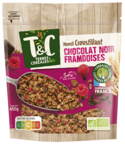 Muesli croustillant framboise chocolat noir