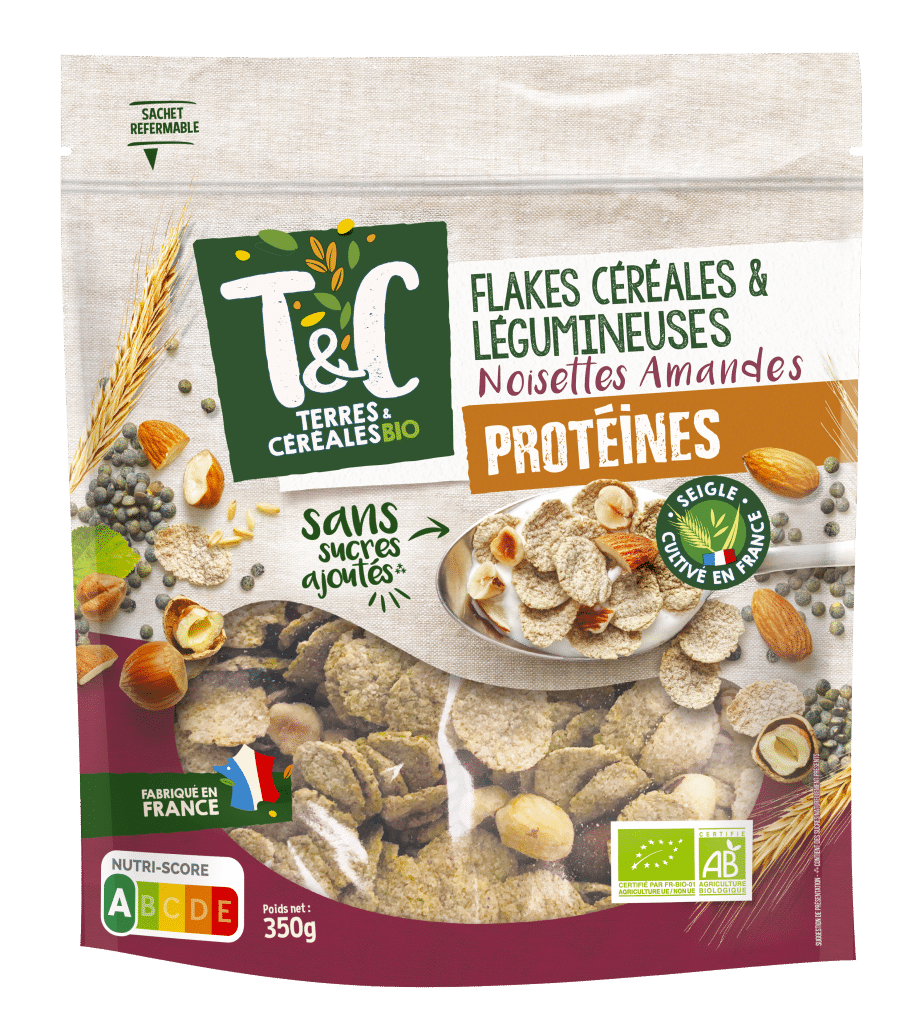 Flakes céréales et légumineuses noisettes amandes