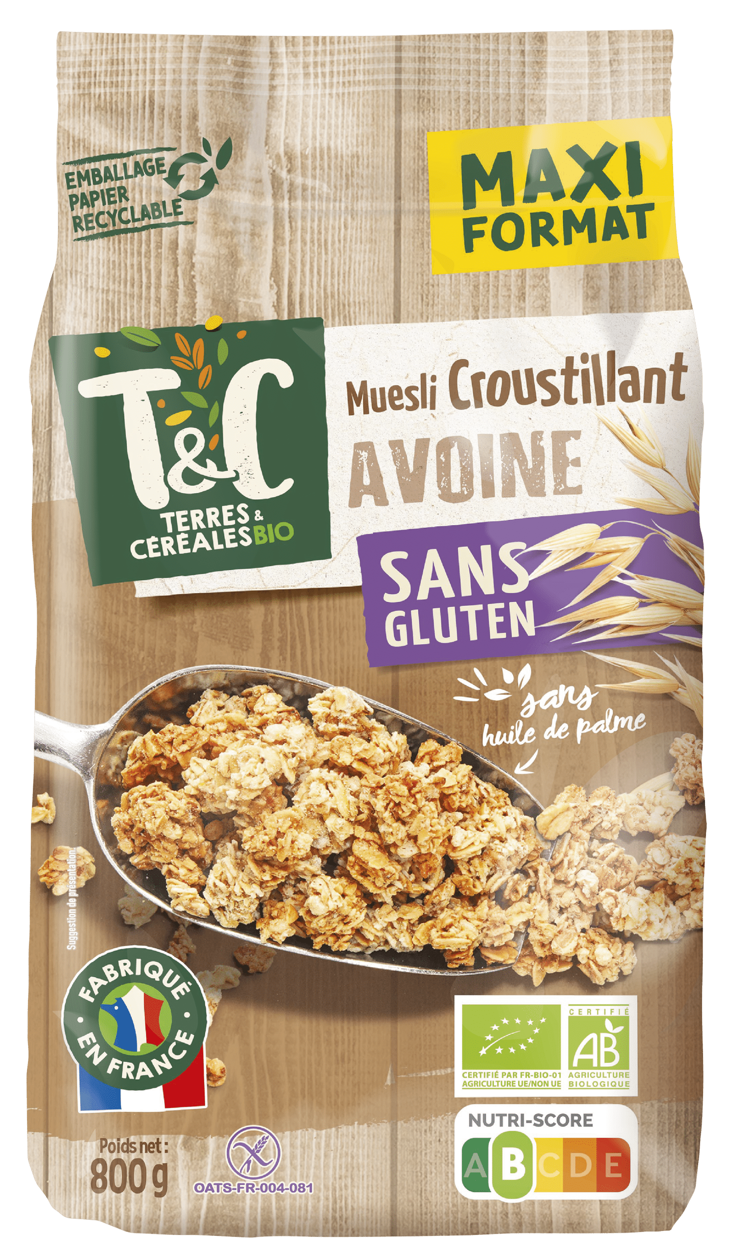Muesli croustillant avoine sans gluten